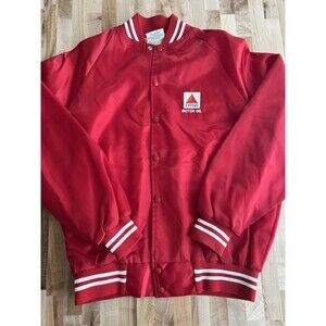 K-Brand Men's Vintage Red Satin Bomber Jacket Citgo Motor Oil Large
